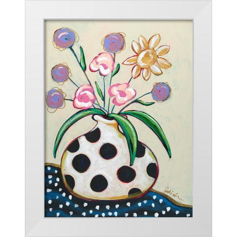 Pop Florals II-Dots White Modern Wood Framed Art Print by Augustine, Jodi