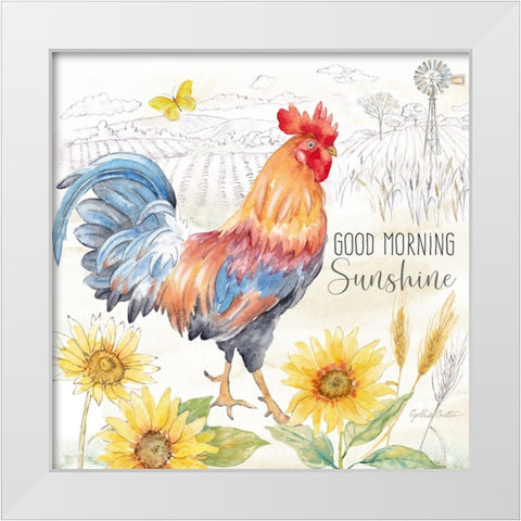 Good Morning Sunshine V-Good Morning White Modern Wood Framed Art Print by Coulter, Cynthia