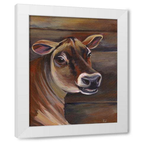 Barn Cow White Modern Wood Framed Art Print by Wilson, Kelsey