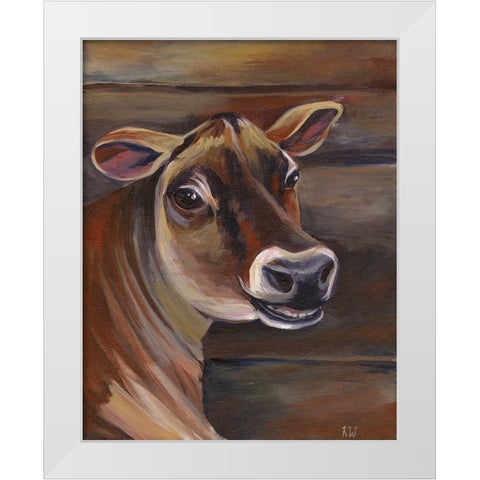 Barn Cow White Modern Wood Framed Art Print by Wilson, Kelsey