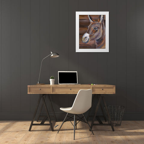 Barn Donkey White Modern Wood Framed Art Print by Wilson, Kelsey