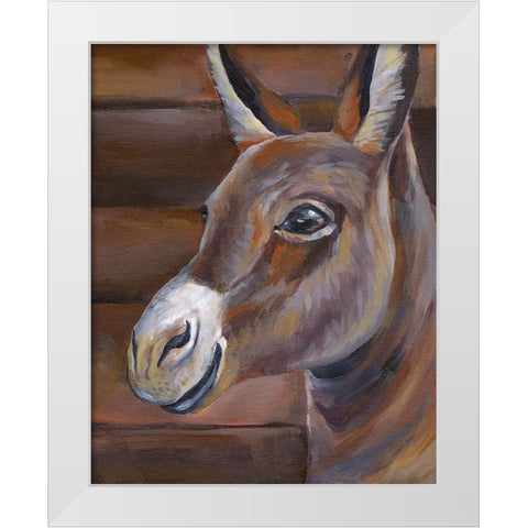 Barn Donkey White Modern Wood Framed Art Print by Wilson, Kelsey