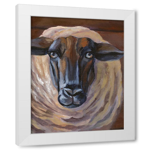 Barn Sheep White Modern Wood Framed Art Print by Wilson, Kelsey