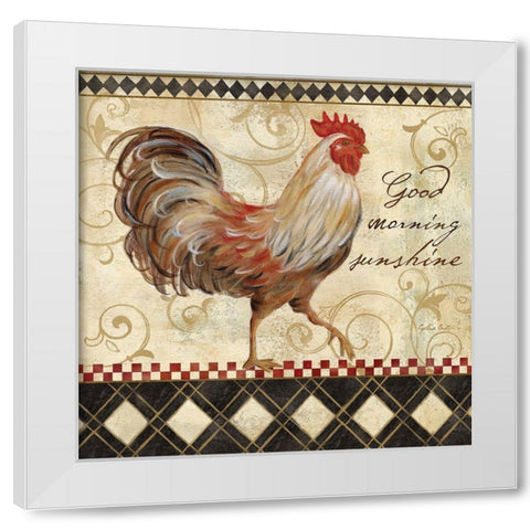 Rooster Sentiment I White Modern Wood Framed Art Print by Coulter, Cynthia