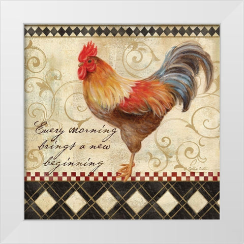 Rooster Sentiment II White Modern Wood Framed Art Print by Coulter, Cynthia