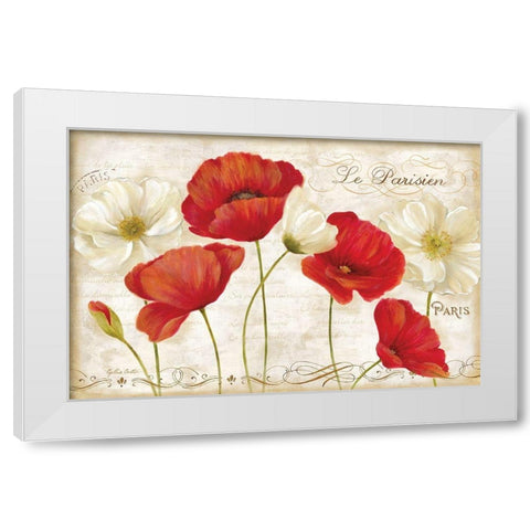 Paris Poppies Landcape White Modern Wood Framed Art Print by Coulter, Cynthia