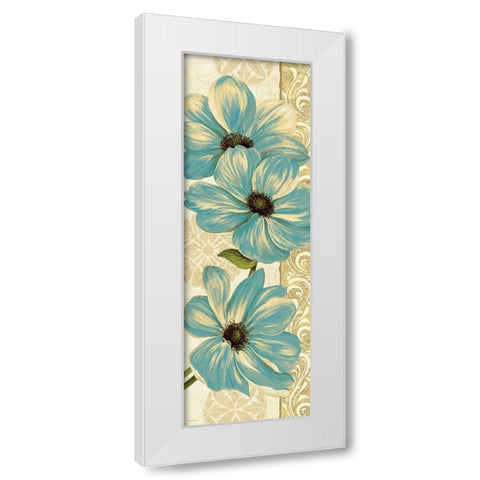 Garden Fete Turquoise Panel II White Modern Wood Framed Art Print by Gladding, Pamela