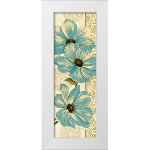 Garden Fete Turquoise Panel II White Modern Wood Framed Art Print by Gladding, Pamela