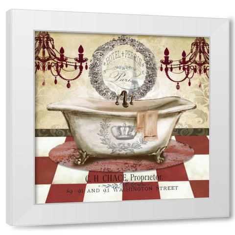 Red French Bath I White Modern Wood Framed Art Print by Tre Sorelle Studios