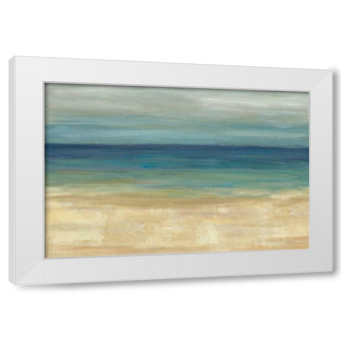 Navy Blue Horizons White Modern Wood Framed Art Print by Coulter, Cynthia