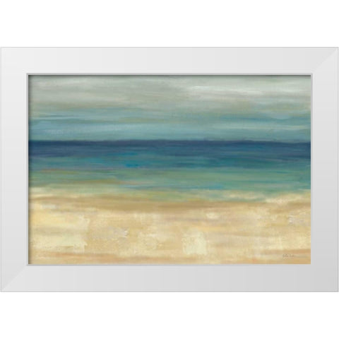 Navy Blue Horizons White Modern Wood Framed Art Print by Coulter, Cynthia