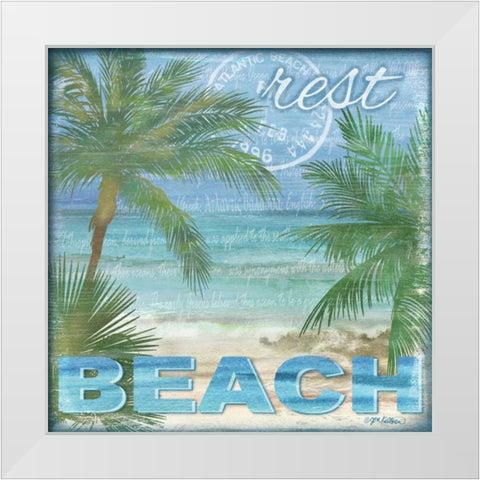 Beach Palm I White Modern Wood Framed Art Print by Killeen, Jen