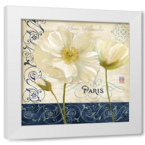 Paris Poppies Blue Trim I White Modern Wood Framed Art Print by Coulter, Cynthia