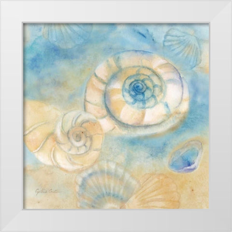Watercolor Shells I White Modern Wood Framed Art Print by Coulter, Cynthia
