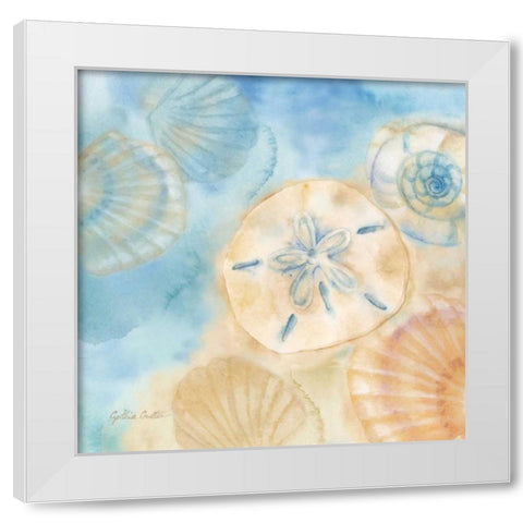 Watercolor Shells III White Modern Wood Framed Art Print by Coulter, Cynthia
