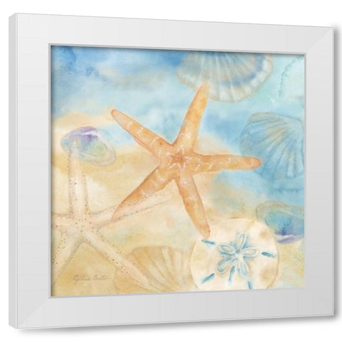 Watercolor Shells IV White Modern Wood Framed Art Print by Coulter, Cynthia