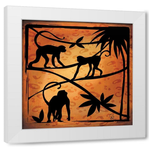 Safari Silhouette II White Modern Wood Framed Art Print by Rivas-Velazquez, Gena
