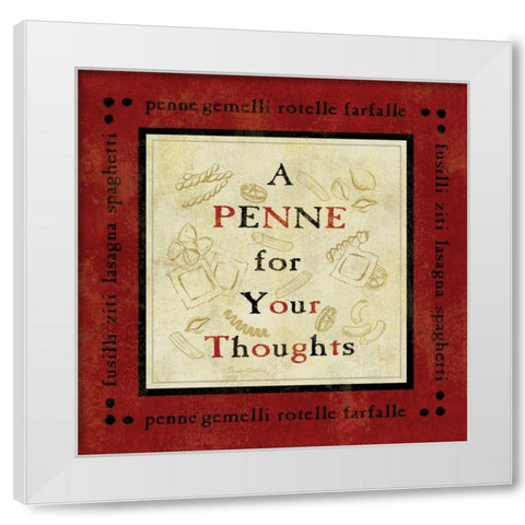 Pasta Sayings IV White Modern Wood Framed Art Print by Gladding, Pamela