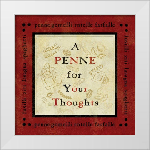 Pasta Sayings IV White Modern Wood Framed Art Print by Gladding, Pamela