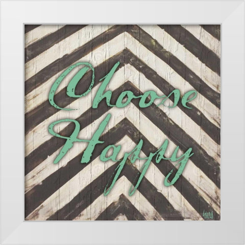 Chevron Sentiments Teal II White Modern Wood Framed Art Print by h.artworks