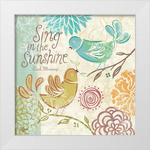 Bird Chirp I White Modern Wood Framed Art Print by Lyon, Rebecca