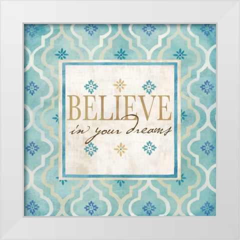 Blue Geo Sentiments I White Modern Wood Framed Art Print by Coulter, Cynthia