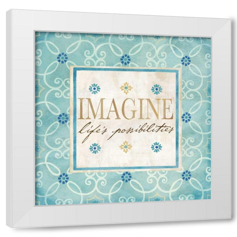 Blue Geo Sentiments II White Modern Wood Framed Art Print by Coulter, Cynthia