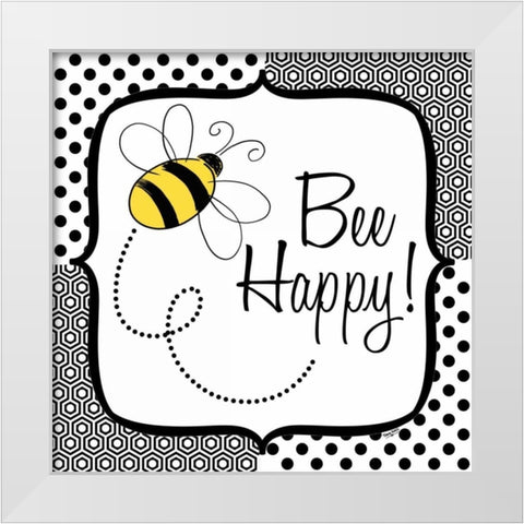 Be Happy and Brave I White Modern Wood Framed Art Print by Reed, Tara