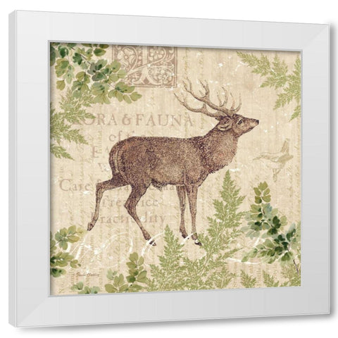 Woodland Trail I - deer White Modern Wood Framed Art Print by Gladding, Pamela