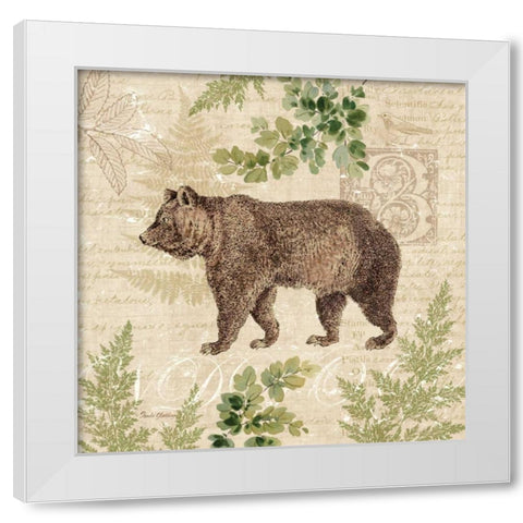 Woodland Trail II - bear White Modern Wood Framed Art Print by Gladding, Pamela