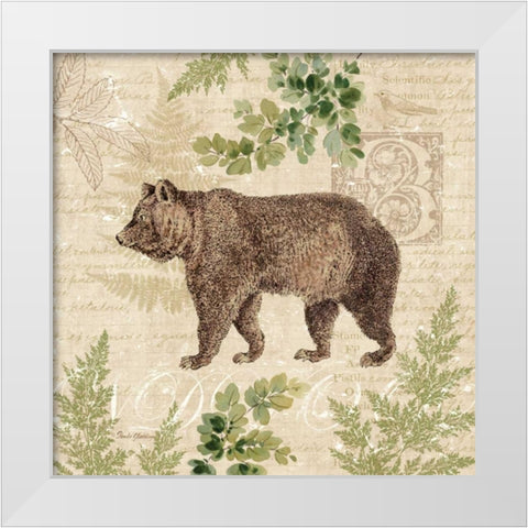 Woodland Trail II - bear White Modern Wood Framed Art Print by Gladding, Pamela