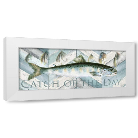 Fishing Sign I White Modern Wood Framed Art Print by Tre Sorelle Studios