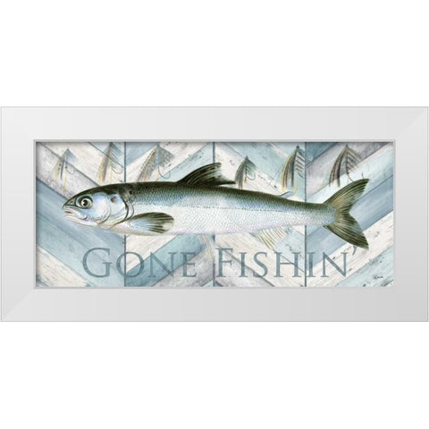 Fishing Sign II White Modern Wood Framed Art Print by Tre Sorelle Studios