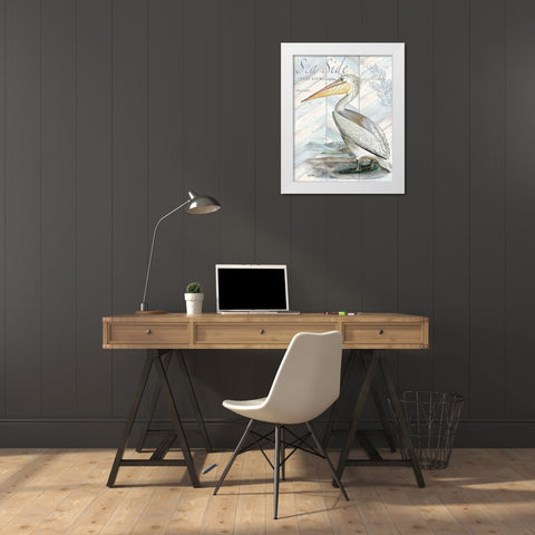 Shore Birds II White Modern Wood Framed Art Print by Tre Sorelle Studios