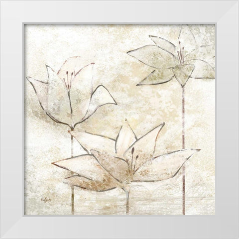 Floral Sketch I White Modern Wood Framed Art Print by Lyon, Rebecca
