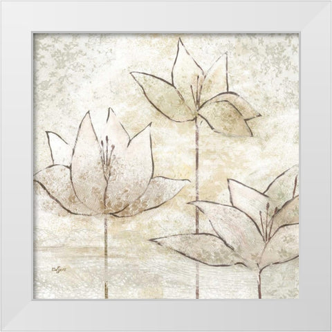 Floral Sketch II White Modern Wood Framed Art Print by Lyon, Rebecca