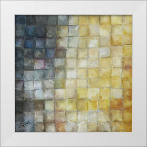 Yellow Gray Mosaics I White Modern Wood Framed Art Print by Tre Sorelle Studios