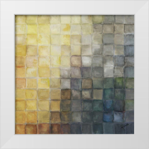 Yellow Gray Mosaics II White Modern Wood Framed Art Print by Tre Sorelle Studios