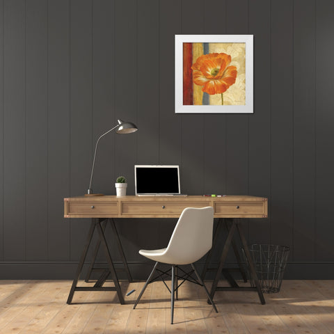 Poppy Tapestry Stripes I White Modern Wood Framed Art Print by Gladding, Pamela