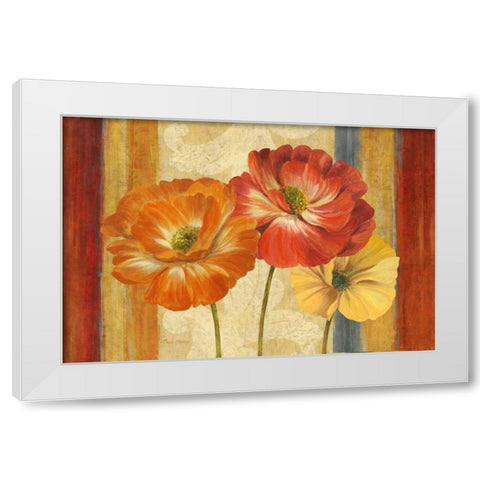 Poppy Tapestry Stripes Landscape White Modern Wood Framed Art Print by Gladding, Pamela