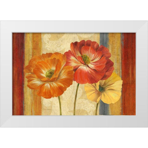 Poppy Tapestry Stripes Landscape White Modern Wood Framed Art Print by Gladding, Pamela