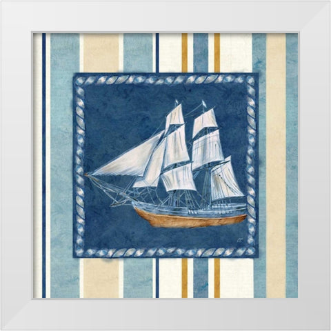 Nautical Stripe II White Modern Wood Framed Art Print by Coulter, Cynthia