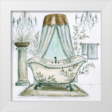 French Bath Sketch I - tub White Modern Wood Framed Art Print by Tre Sorelle Studios