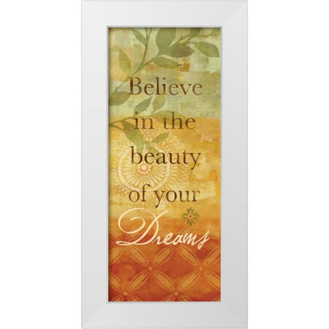 Sentiment Spice Panel I - dreams White Modern Wood Framed Art Print by Coulter, Cynthia