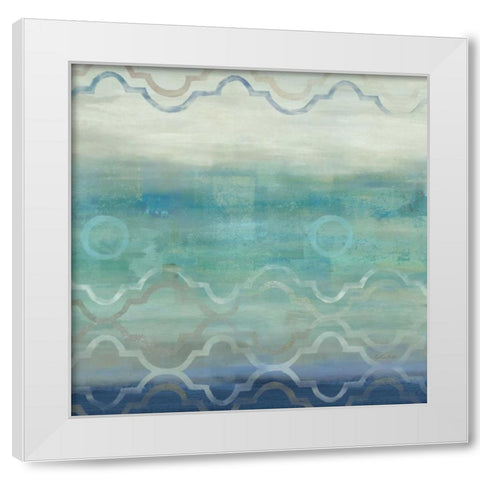 Abstract Waves Blue-Gray I White Modern Wood Framed Art Print by Coulter, Cynthia
