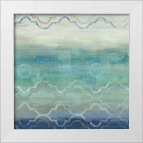 Abstract Waves Blue-Gray I White Modern Wood Framed Art Print by Coulter, Cynthia