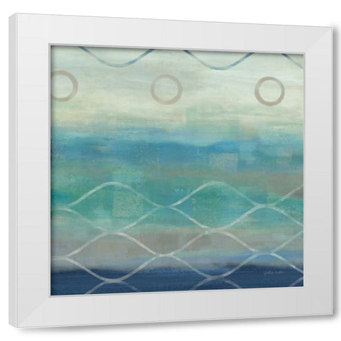 Abstract Waves Blue-Gray II White Modern Wood Framed Art Print by Coulter, Cynthia