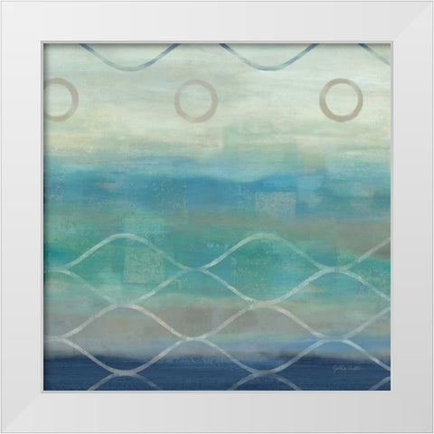 Abstract Waves Blue-Gray II White Modern Wood Framed Art Print by Coulter, Cynthia