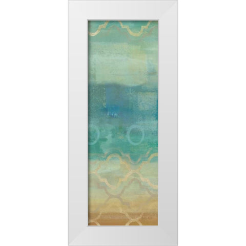 Abstract Waves Blue Panel I White Modern Wood Framed Art Print by Coulter, Cynthia
