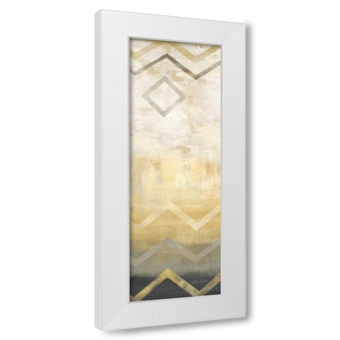 Abstract Waves Black-Gold Panel I White Modern Wood Framed Art Print by Coulter, Cynthia